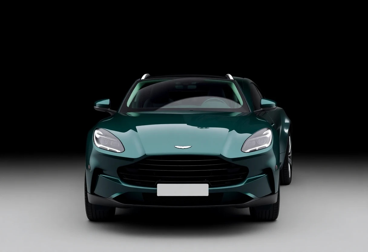 Aston Martin DBX, SUV de luxe vert foncé, vue de trois quarts avant